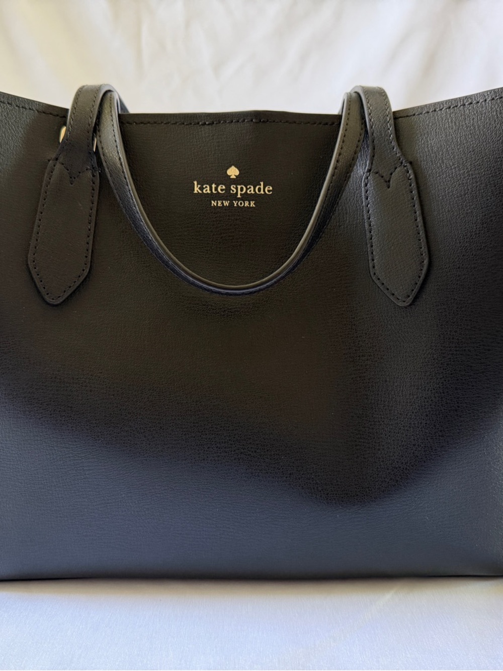 kate spade Black Leather Tote with Gold Logo